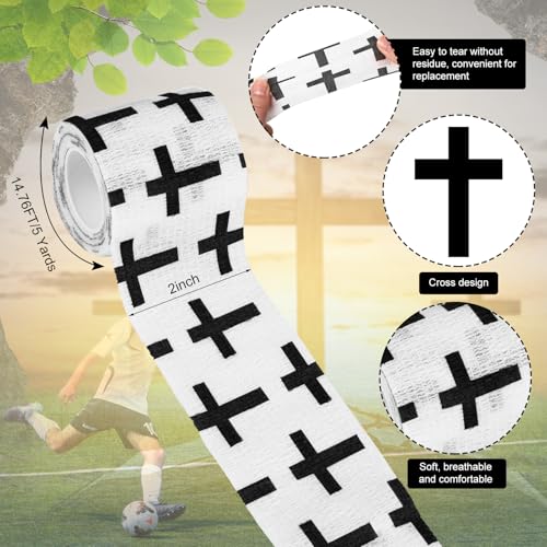 Christian Athletic Tape 12 Rolls, 2 Inch x 5 Yards - White & Black Bible Theme