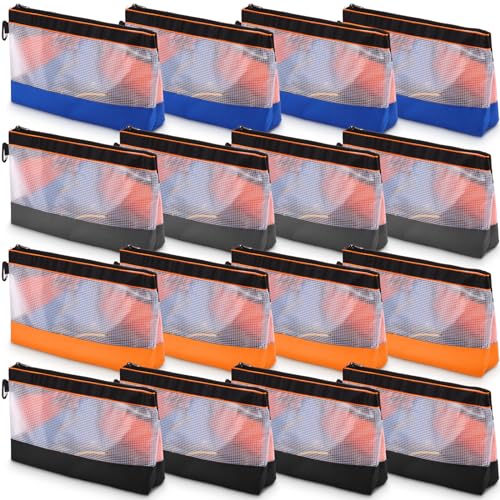 Paterr 16 Pcs Zipper Clear Tool Bag Bulk Small Tool Bag, Heavy Duty Clear Pouch, Multipurpose Waterproof Storage for Men Women Electrician, 4 Color(11.8 Inch)