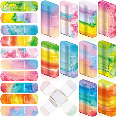 120 Pcs Kids Waterproof Tie Dye Bandages - Flexible Adhesive Wound Cover