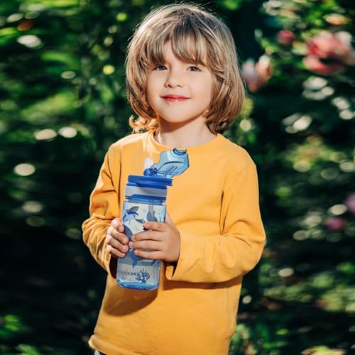 16 oz Kids Water Bottle with Straw - Shark Design