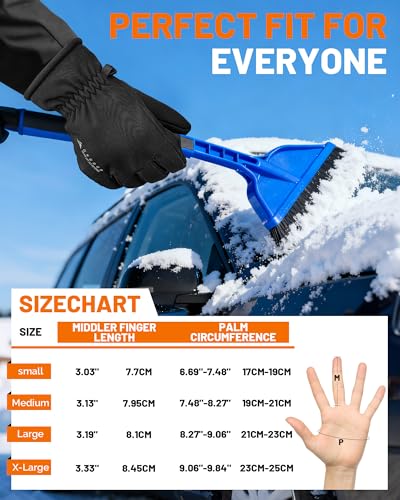 GXCROR Large Waterproof Ski Gloves for Men & Women - Winter Warm Touchscreen, Windproof