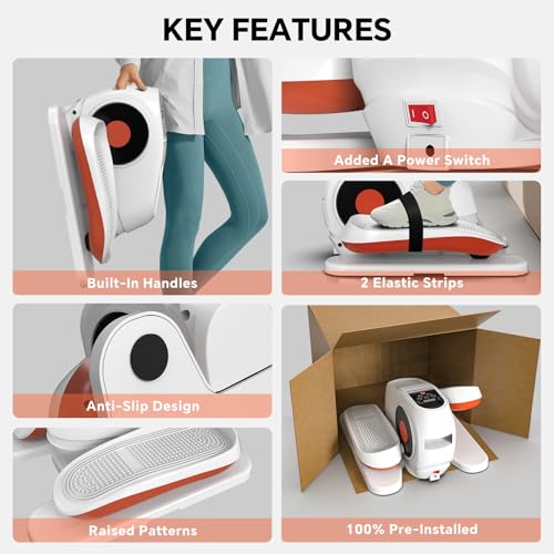 16-Speed Electric Under Desk Elliptical Machine - White