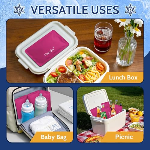Reusable Ice Packs for Lunch Boxes, 2Pcs Soft Cooler Gel Pack