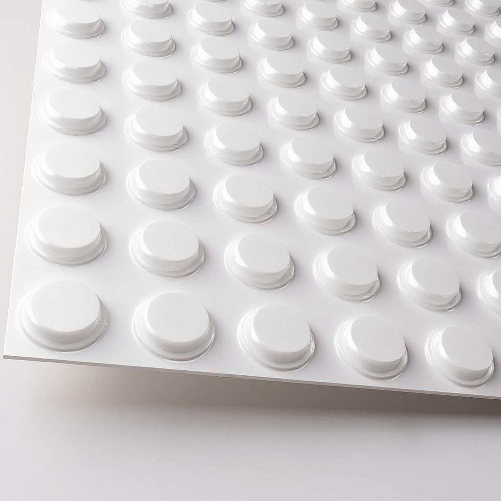 100 Pack White Cabinet Door Bumpers - 1/2” Diameter White Adhesive Pads for Drawers, Glass Tops, Cutting Boards, Picture Frames, Small Furniture