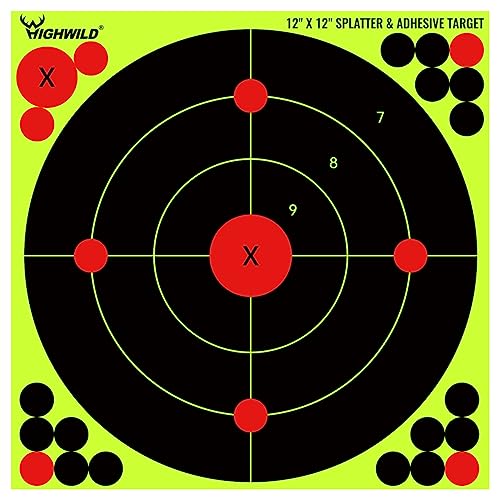 Highwild 12X12 Inch Splatter Adhesive Bullseye Fluorescent Yellow