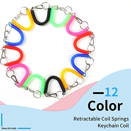 Retractable Coil Spring Keychain - 12pcs in 6 Colors