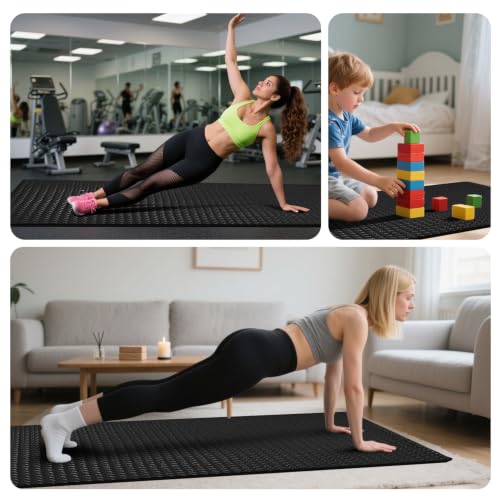 Large Non-Slip Gym Floor Mat 4ft x 6ft x 10mm - Black