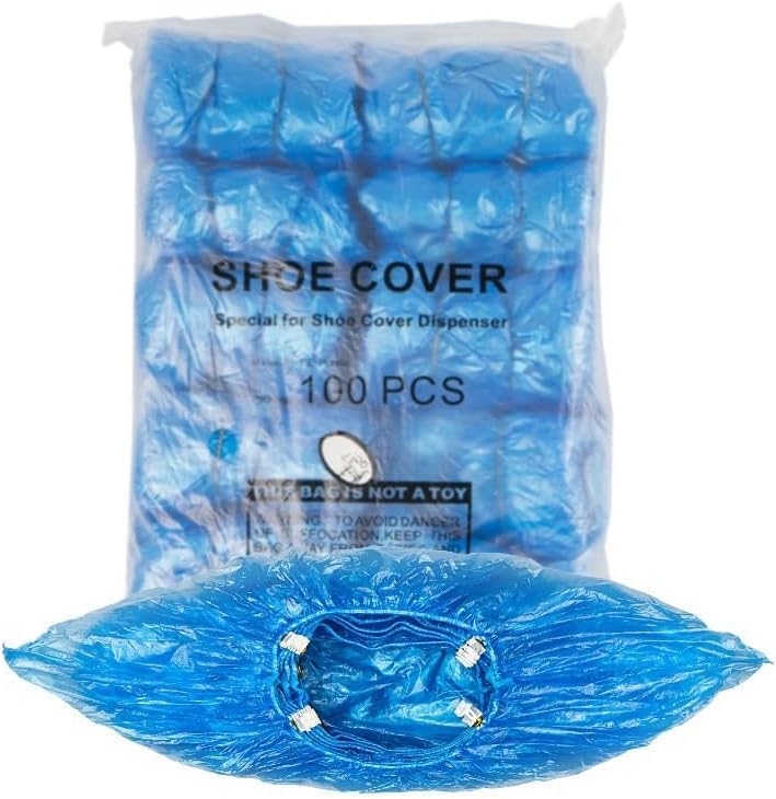 100 Pack of Disposable Shoe Covers for Indoors with T-buckle, Non-Slip Shoe Booties Covers for Automatic Shoe Dispensers, Can Be Used in Laboratories, Homes, Stores, and Other Public Places