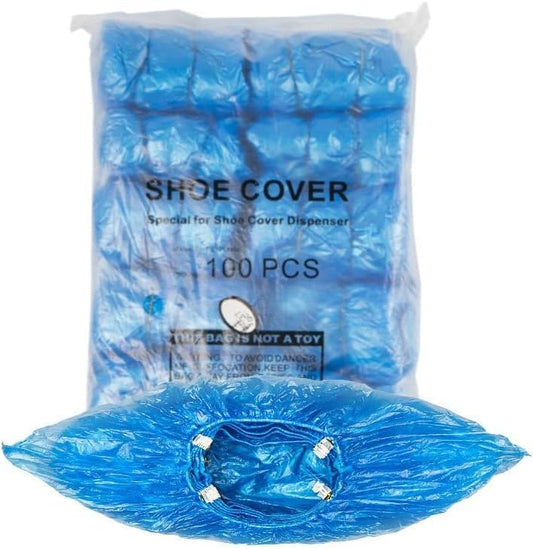 100 Pack of Disposable Shoe Covers for Indoors with T-buckle, Non-Slip Shoe Booties Covers for Automatic Shoe Dispensers, Can Be Used in Laboratories, Homes, Stores, and Other Public Places