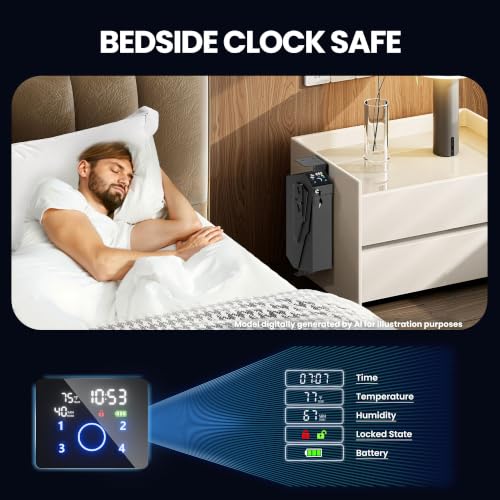 Biometric Bedside Gun Safe with Quick Access - Black