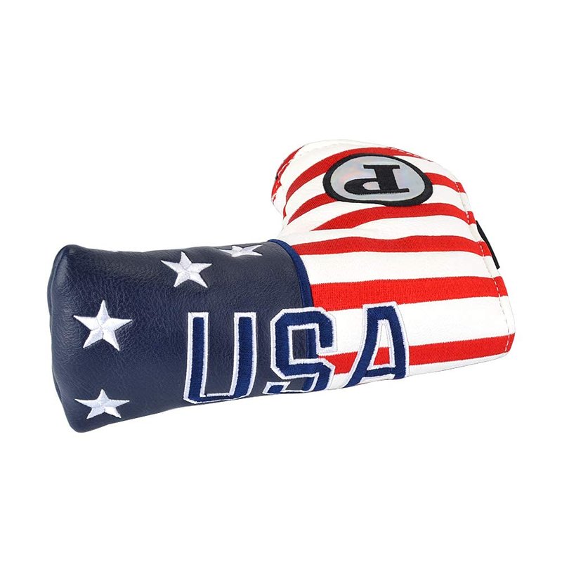 GOOACTION 1PC USA Golf Club Blade Putter Cover Magnetic Closure with Creative Stars and Stripes American Flag Pattern Synthetic Leather Patriotic Golf Head Cover