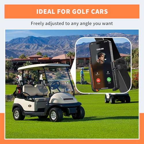 Golf Cart Phone Holder with 360° Rotation and Quick-Release Clamp