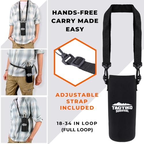 Tactiko 25 oz Black Stainless Steel Wide Mouth Water Bottle - Survival & Camping