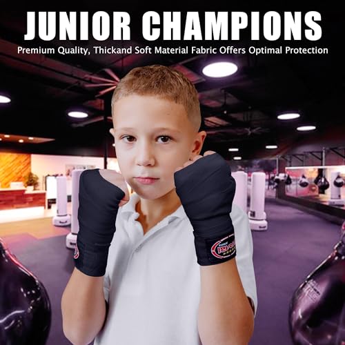 Kids Boxing Hand Wraps - 100 Inch Long - Black
