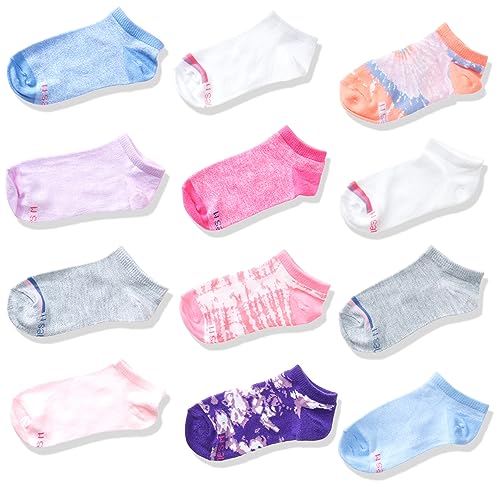 Girls' No Show Socks - Soft Tie Dye Pattern, 12-Pack
