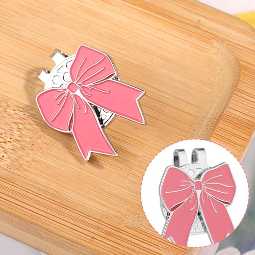 Magnetic Golf Ball Marker Hat Clip - Pink Bow Design