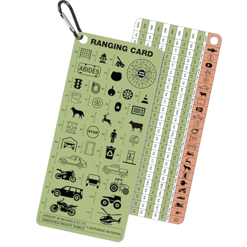 Tactical Range Card for Shooting - Mil & Yard Measurement with Keychain