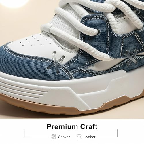 Unisex Chunky Platform Sneakers Men Women 2 Inch Height Boost Shoes Denim 7.5 Women / 6.5 Men - NEW SHITA