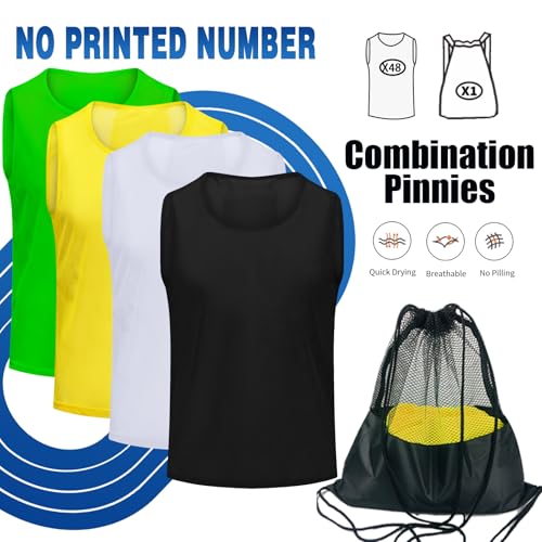 Youth Soccer Pinnies - 12/24/48Pcs Practice Vests with Numbers
