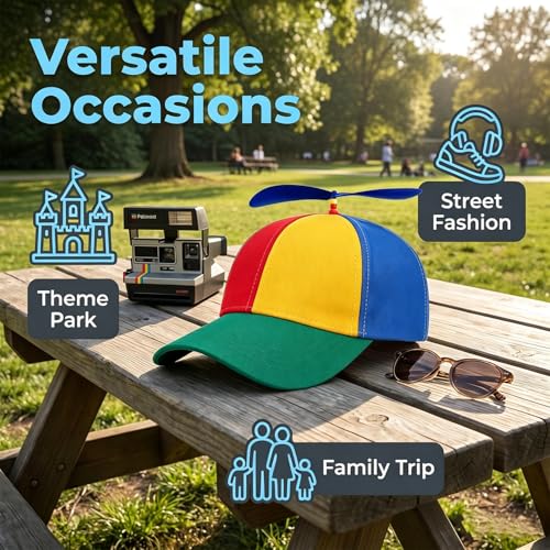LANMAO Green Brim Propeller Hat Adult Baseball Cap - Funny Helicopter Spinny Hat for Men Women, Party & Outdoor Fun