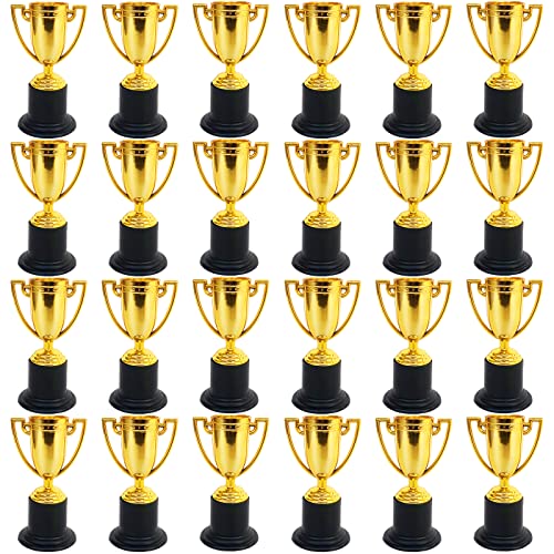 24 Pack Mini Trophy Cups - Gold Plastic Awards for Kids