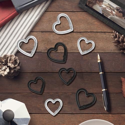 8-Piece Heart Shaped Carabiner Keychain Clip Set - Durable Spring Snap Hook
