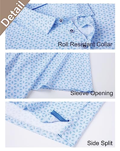 Esabel.C Men's White Rhombus Moisture Wicking Polo Shirt XL - Short Sleeve Golf Tee