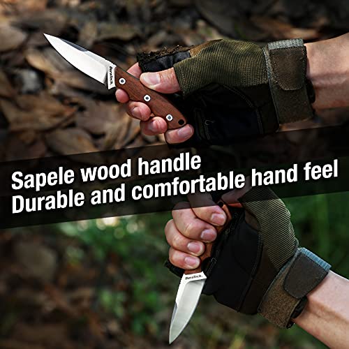 DURATECH 6-Inch Fixed Blade Neck Knife Full Tang, Wood Handle with