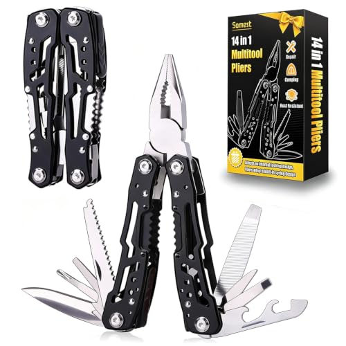 14-in-1 Large Multitool Pliers with Safety Lock - Stainless Steel