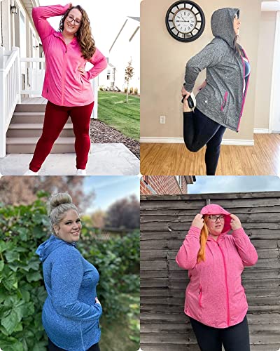 COOTRY Womens Plus Size Full-Zip Workout Jacket 3X A-Thumb Holes Black