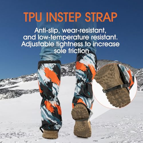 Waterproof Adjustable Hiking Leg Gaiters for Snow and Mud - Doodle, L/XL