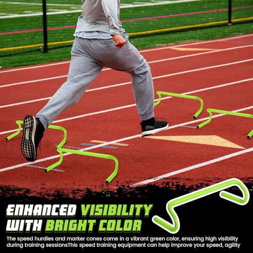 Speed Agility Training Hurdles - 5 Pcs Detachable Green - 6 Inch