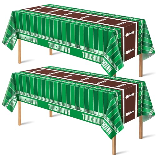 Football Party Decorations Tablecloth - 2 Pack, White & Green