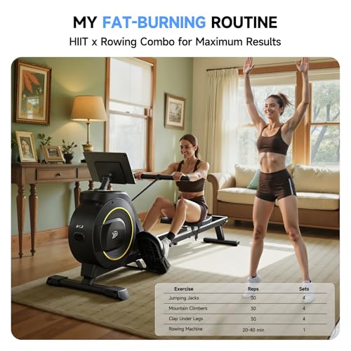 Compact Rowing Machine for Home - 350 LB Capacity, 16-Level Magnetic Resistance, Black