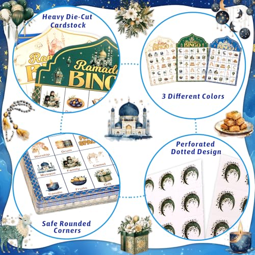 Ramadan Bingo Game for Kids - 24 Cards with Calling Cards