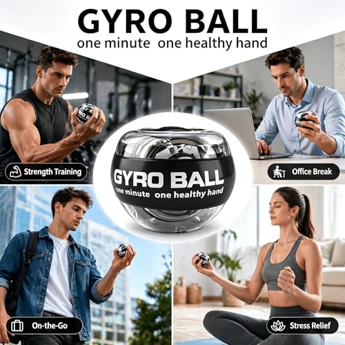 Wrist Gyro Ball Exerciser with LED Lights - Black