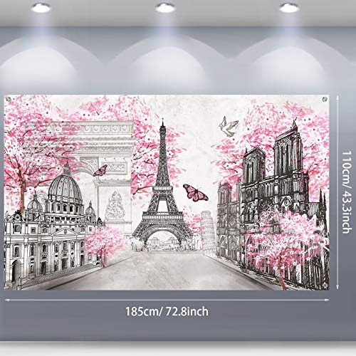 Eiffel Tower Paris Tapestry Backdrop - 72.8 x 43.3 Inch