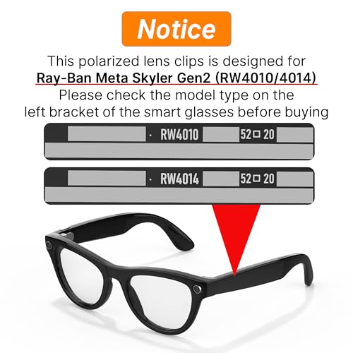 4Pcs Polarized Clip-on for Ray-Ban Meta Skyler & Gen 2 (RW4010/RW4014 52-20), Black Frame Discoloration Clips for RayBan Skyler Protect Your Eyes, Cool and Fashion(Silver, Grey, Brown, Green)
