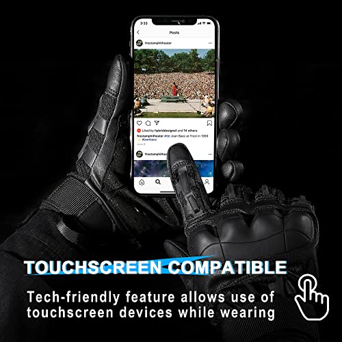 Tactical Gloves for Men & Women - Touchscreen, Black, Large
