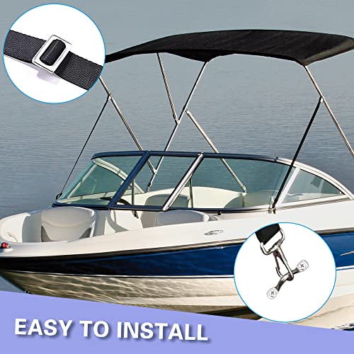2 Pack Heavy Duty Adjustable Bimini Top Straps for Boats - Black