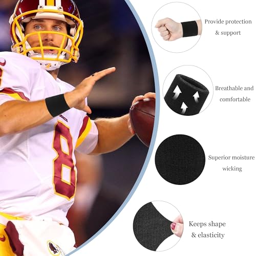 6 Pack Sports Wrist Sweatbands & Headbands Set - Black