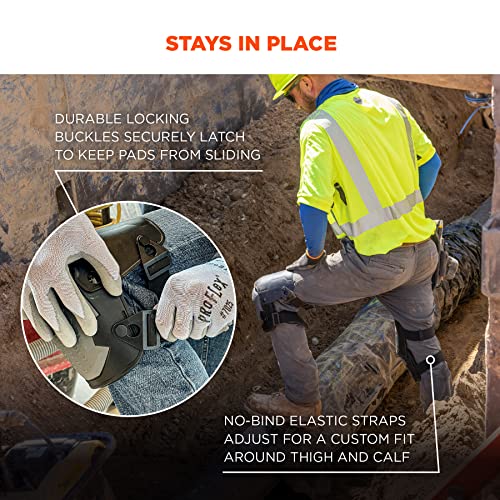 Ergodyne ProFlex 360 Knee Pad, Hinged Design, Hard Shell, Non-Marring Rubber Cap, Extra Large