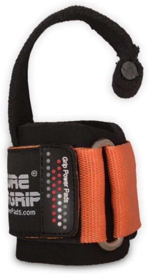 Gym Lifting Dowel Straps | Neoprene Padded Wrist Wraps for Weight Training & Bodybuilding – 2 Pack (Orange)