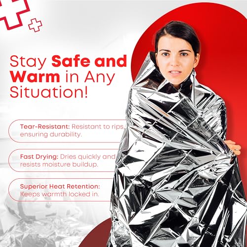 Emergency Mylar Rescue Blanket - Large Thermal Sheet, 5 Count
