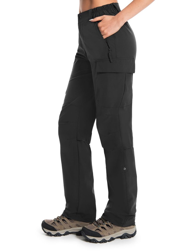 Moosehill Women's Hiking Pants Lightweight Quick Dry Water Resistant Cargo Travel Work Summer Pants for All Seasons (Black,12)