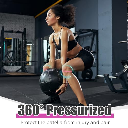 Knee Strap for Basketball - Patella Support - Black & Rose Red, M - 2 Pack