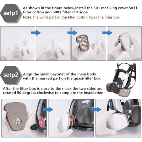 Reusable Full Face Respirator, Gas Cover Organic Vapor Mask and Anti-fog,Dust-proof Face Cover, for Painting, Mechanical Polishing, Logging, Welding and Other Work Protection