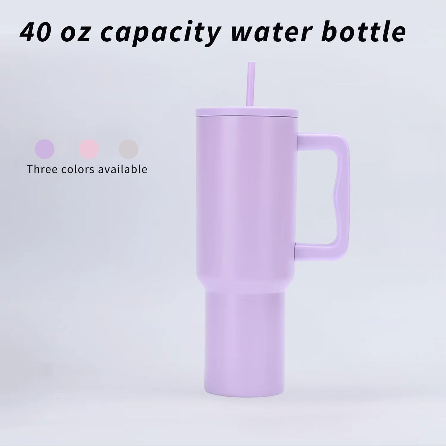 Skiennix 40 oz Stainless Steel Insulated Water Bottle - Leakproof BPA-Free Tumbler with Handle & Straw | Purple
