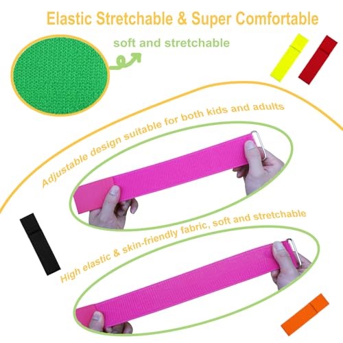 3 Legged Race Bands - 6 Pack Colorful Elastic Tie Ropes