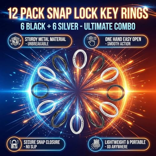 1 Inch Metal Spring O Rings Keychain Clips - 12 Pack
